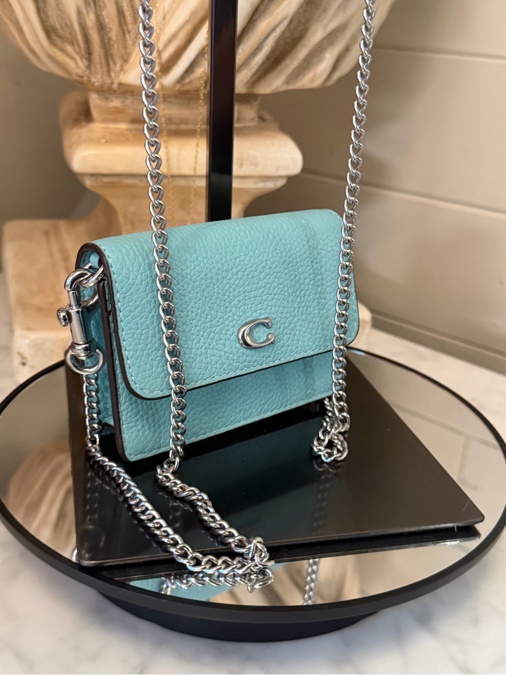 Coach Pebble Leather Mini Crossbody - Aqua Blue like new - Picture 5 of 17